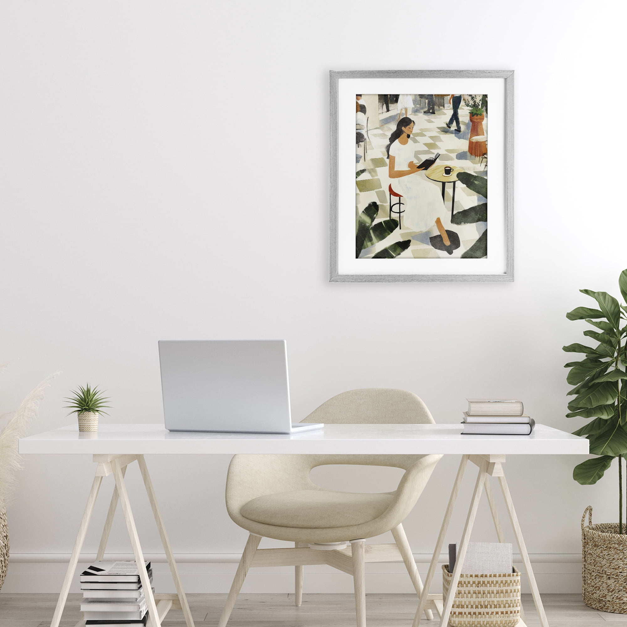 Stupell Industries Coffee & Pages in Cafe Gray Framed Print Under Glass, design by Svetlana Aleynikova