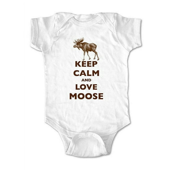 Keep calm and love moose - wallsparks cute & funny Brand - baby one piece bodysuit - Great baby shower gift!