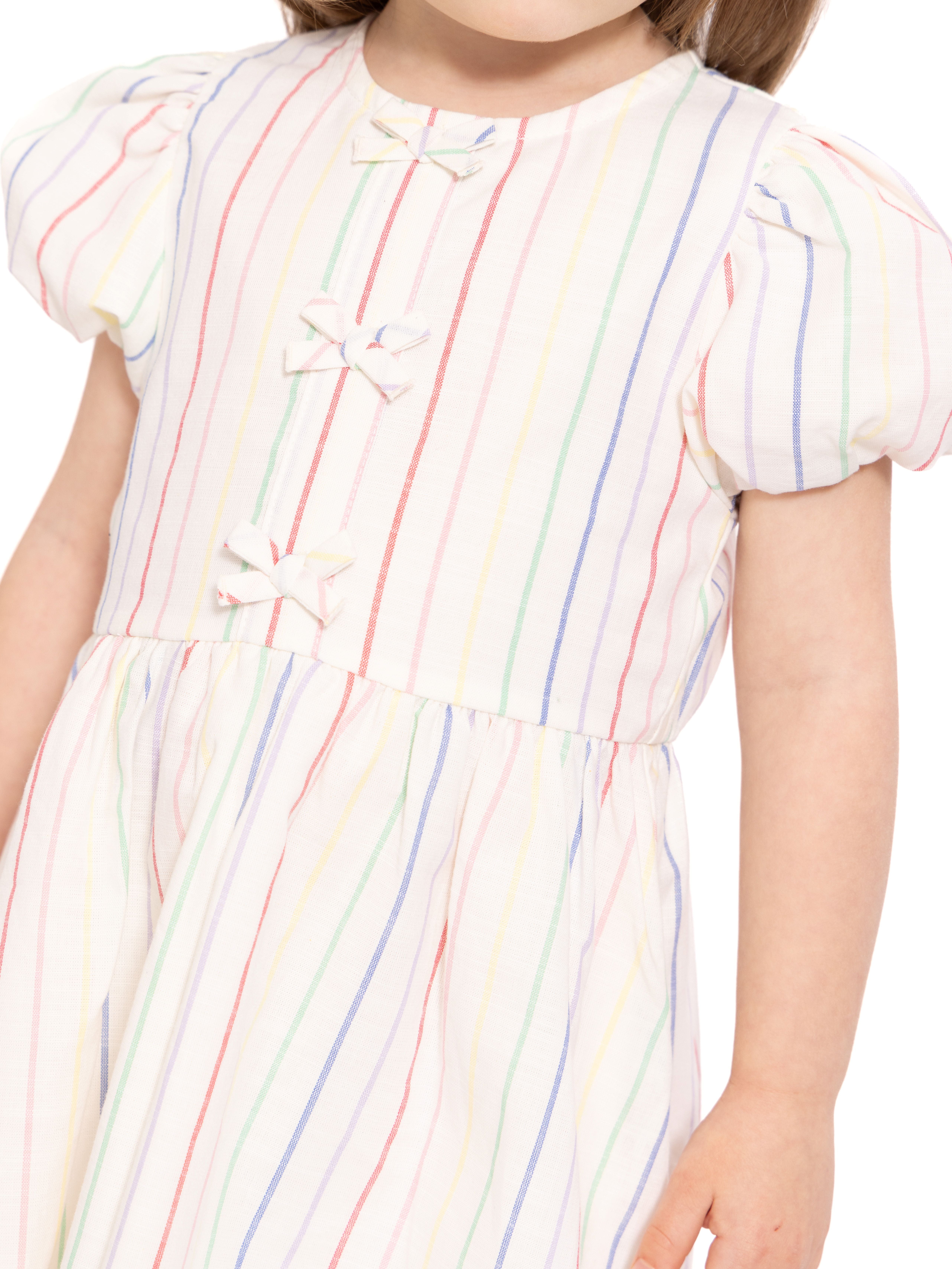 Wonder Nation Toddler Girls Stripe Dress with Bubble Sleeves, Sizes 12M-5T
