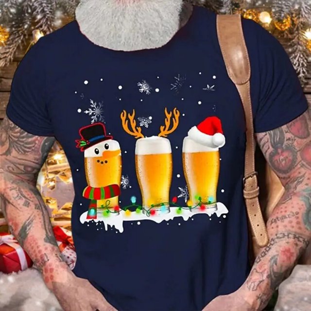 Camisetas Vintage para hombre, trajes navideños, ropa con gráfico de Papá Noel, ropa informal estilo Hip Hop con cuello redondo Extra grande para hombre, camisetas 2023