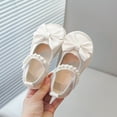 thumbnail image 4 of Little Girl Ankle Strap School Shoes Comfortable Soft Sole with Cute Bowknot and Pearl Ankle Strap for Children Daily Casual Party Formal, 4 of 7