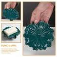 thumbnail image 2 of STRANDCHIC Green Ceramic Leaf Soap Dish with Self-Draining Design for Bathroom Accessories, 2 of 6