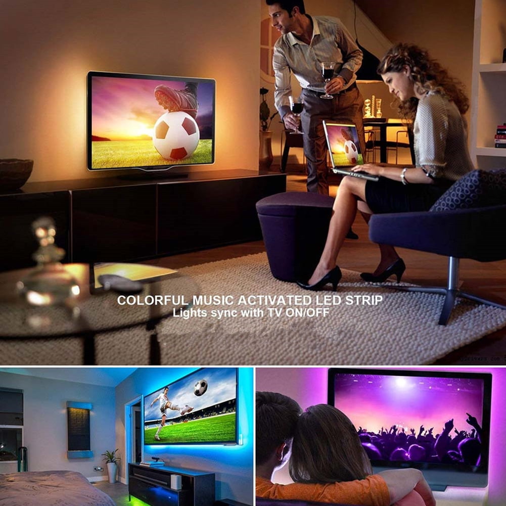 LED Lights Strip RGB SMD2835 Remote 1.6ft 16.4ft Bluetooth Room TV Flexible Tape