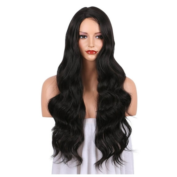 DOPI Human Hair Wigs For Women Black Color Natural Lace Hair Women Girl Long Curly Synthetic Wig Quality Hair Natural Black