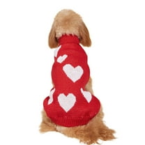 Pet Dog Sweaters Valentines Day Clothes Classic Knitwear Turtleneck Winter Warm Puppy Clothing Cute Heart Doggie Sweater Holiday Apparel for Love of Pet