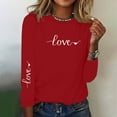 thumbnail image 5 of Valentines Day Shirts Long Sleeve Tops for Women Loose Fitted Love Heart Print Crewneck Holiday Casual Sweatshirt (M, Red #A), 5 of 5