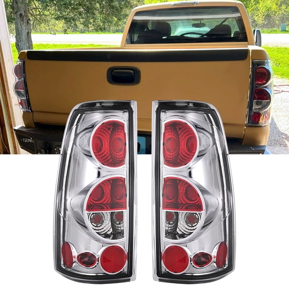 Tail Lights Assembly Compatible with 1999-2006 Chevy Silverado 1500 2500 3500/2007 Silverado with Classic Body Style/ 1999-2002 GMC Sierra 1500 2500 3500 OE Replacement/Clear Lens