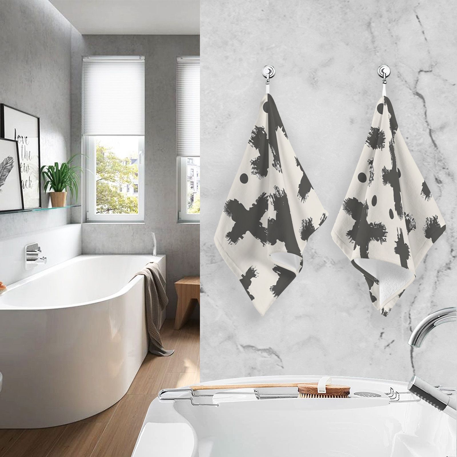 Cross Black Hand Towel Bath Towels Face Towels Cotton Absorbent for Home Hotel Spa Swimming Yoga Sports Decorative Towel Set of 2