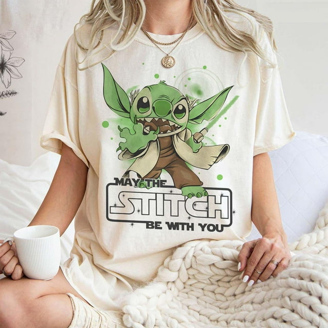 Chemise Rétro Disney Stitch Comfort Colors, Que le Stitch Soit avec Toi, Lilo et Stitc - Ivoire - S
