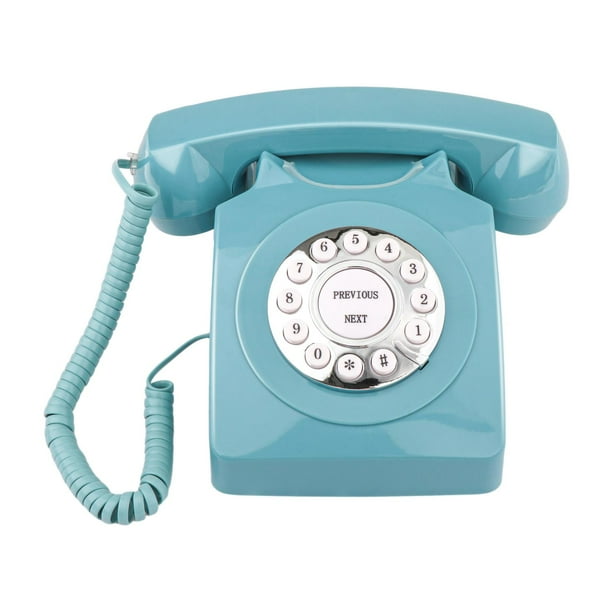 Libro de visitas para boda telefono fijo de estilo Retro telefono de escritorio con mensaje de voz clasico telefono antiguo con cable para oficina azul BLESIY Libro de visitas Telefono