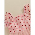 thumbnail image 6 of Baby Toddler Girl Tulle Dress 6 12 18 24 Months 2T 3T 4T Puff Sleeve Square Neck Heart Print Loose Dress Toddler A-Line Dresses, 6 of 9