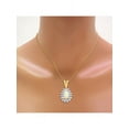 thumbnail image 3 of Rylos Yellow Gold Plated Silver Halo Pendant Necklace: 6X4MM Tear Drop / Pear Shape Opal African & Sparkling Diamonds -  18" Chain Exquisite Birthstone Jewelry, 3 of 7
