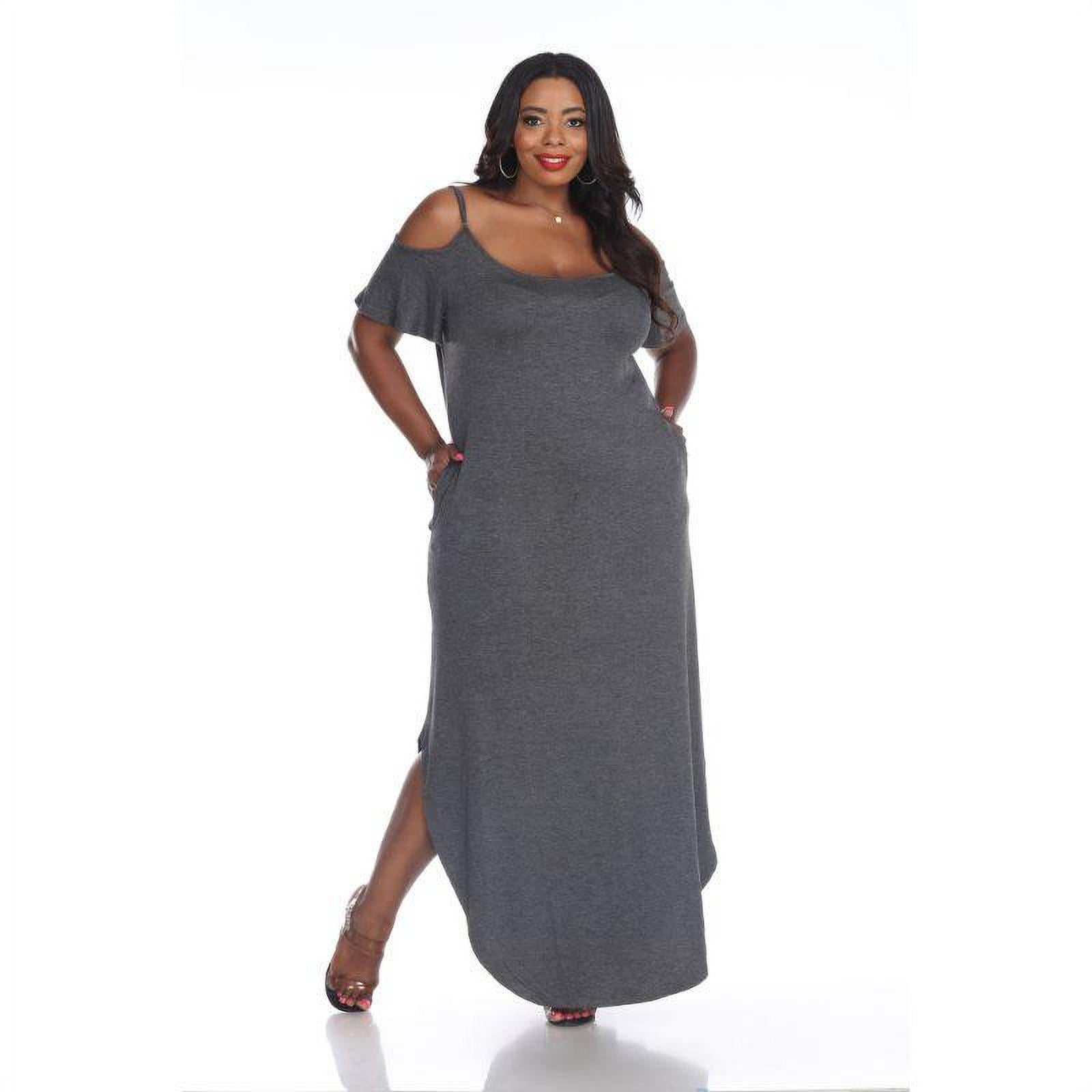 24seven Comfort Apparel Womens Plus Size Drop Shoulder Long Sleeve V Neck Maxi Dress Made in USA Sizes 1XL-3XL