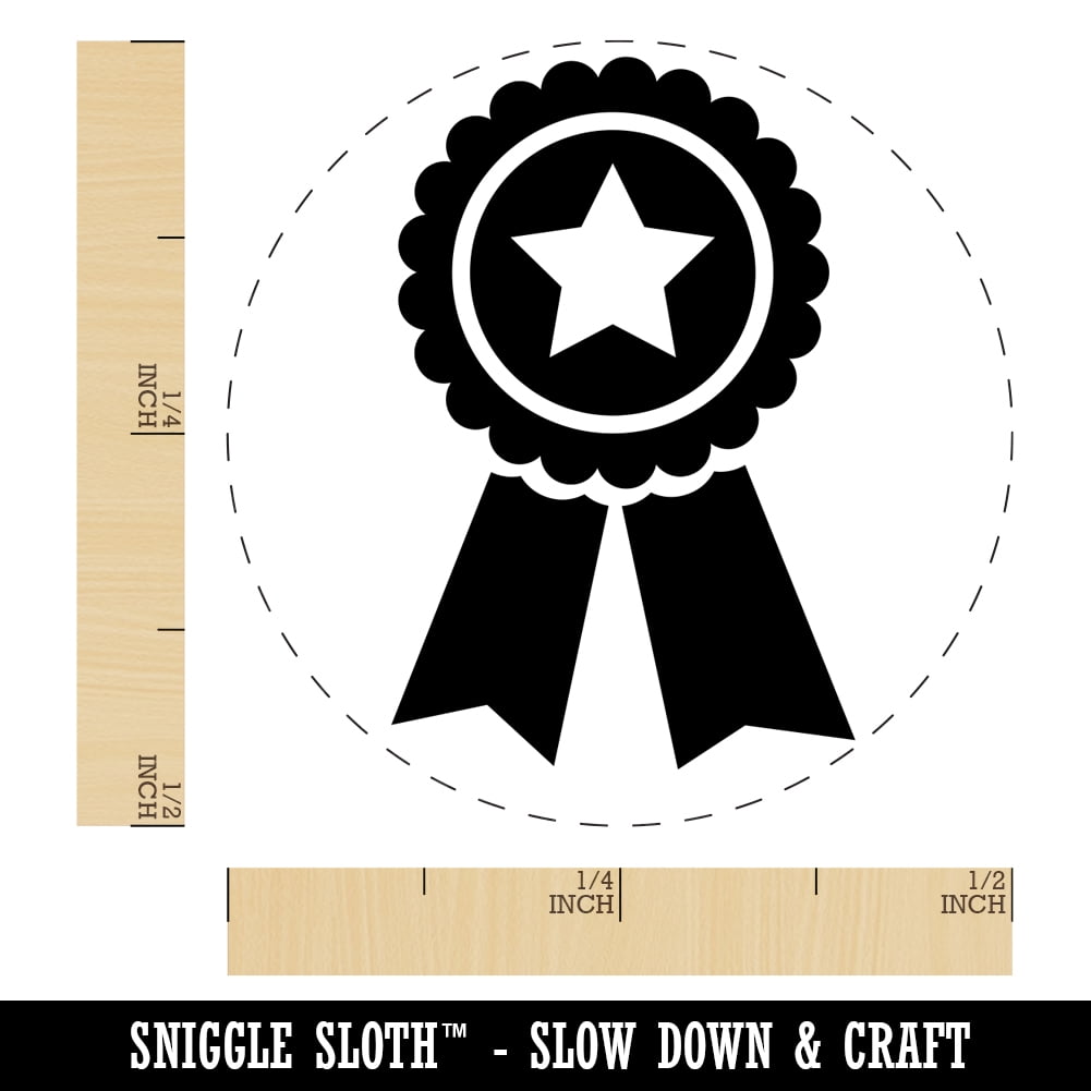 Award Prize Ribbon Self-Inking Rubber Stamp Ink Stamper - Fuchsia Ink - Mini 1/2 Inch