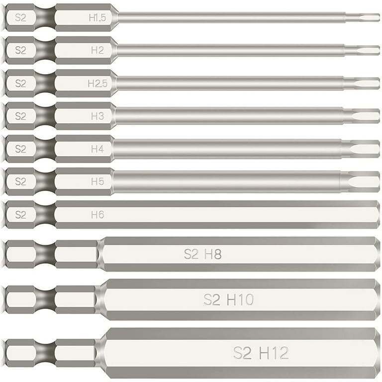 Toorise 10Pcs Screwdriver Bit Set S2 Steel High Hardness Allen Wrench Drill Bit Set Multiple Size Quick Release Hex Bits Set for Electric Hand