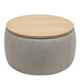 thumbnail image 6 of Tcbosik Round Storage Ottoman Modern End Table with Wood Cover, Navy, 6 of 10