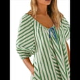 thumbnail image 1 of Mono de Rayas Extragrande para Mujer, Vestido Corto, Mono, Ropa de Playa para Vacaciones con Bolsillos. Verde L, 1 of 7