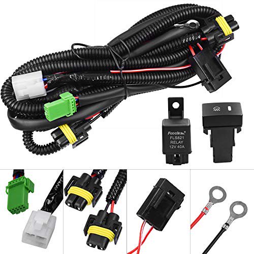 HUIQIAODS H11 880 881 H9 Faisceau de Faisceau de Lampe de Brouillard Connecteur de Fil avec Relais 40A & Interrupteur Marche/arrêt Kits Adaptés pour Lampe de Travail LED Lumières de Conduite Etc.
