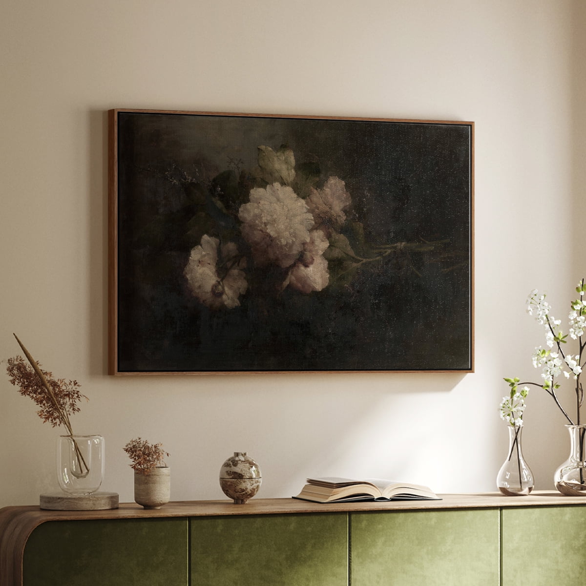 Vintage Botanical Print-XXXIX By Wexford Home Framed in Walnut Wood Gallery Wrapped Canvas 27 in. x 41 in.