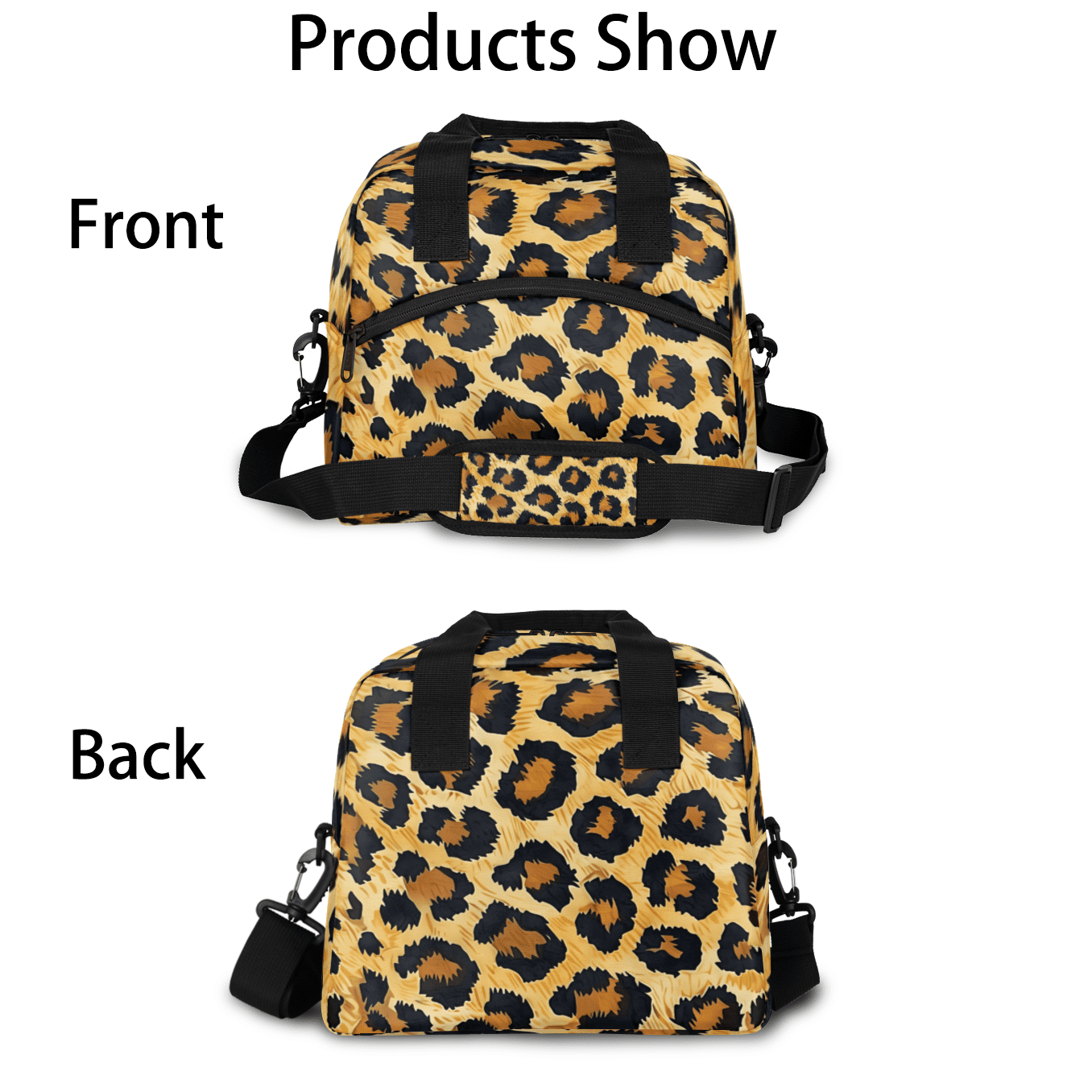 Herdesigns Leopard Print Insulated Lunch Bag for Women Men Adults Large Reusable Lunch Box Wild Animal Cheetah Skin Pattern Leakproof Cooler Tote Bags with Adjustable Shoulder Strap