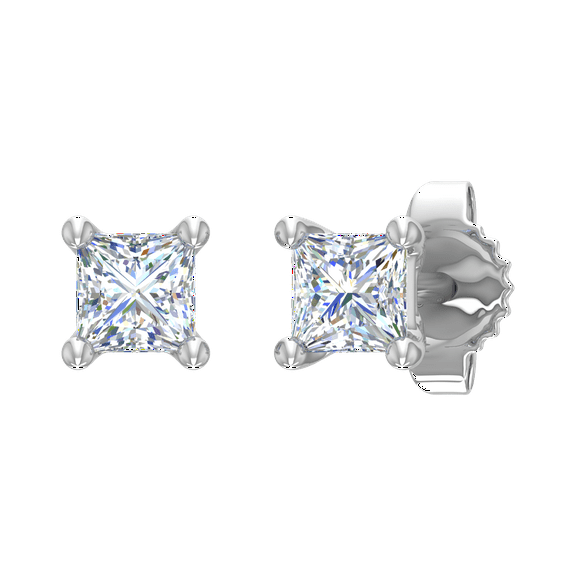 1/5 Carat Princess cut Diamond Stud Earrings in 14K White Gold