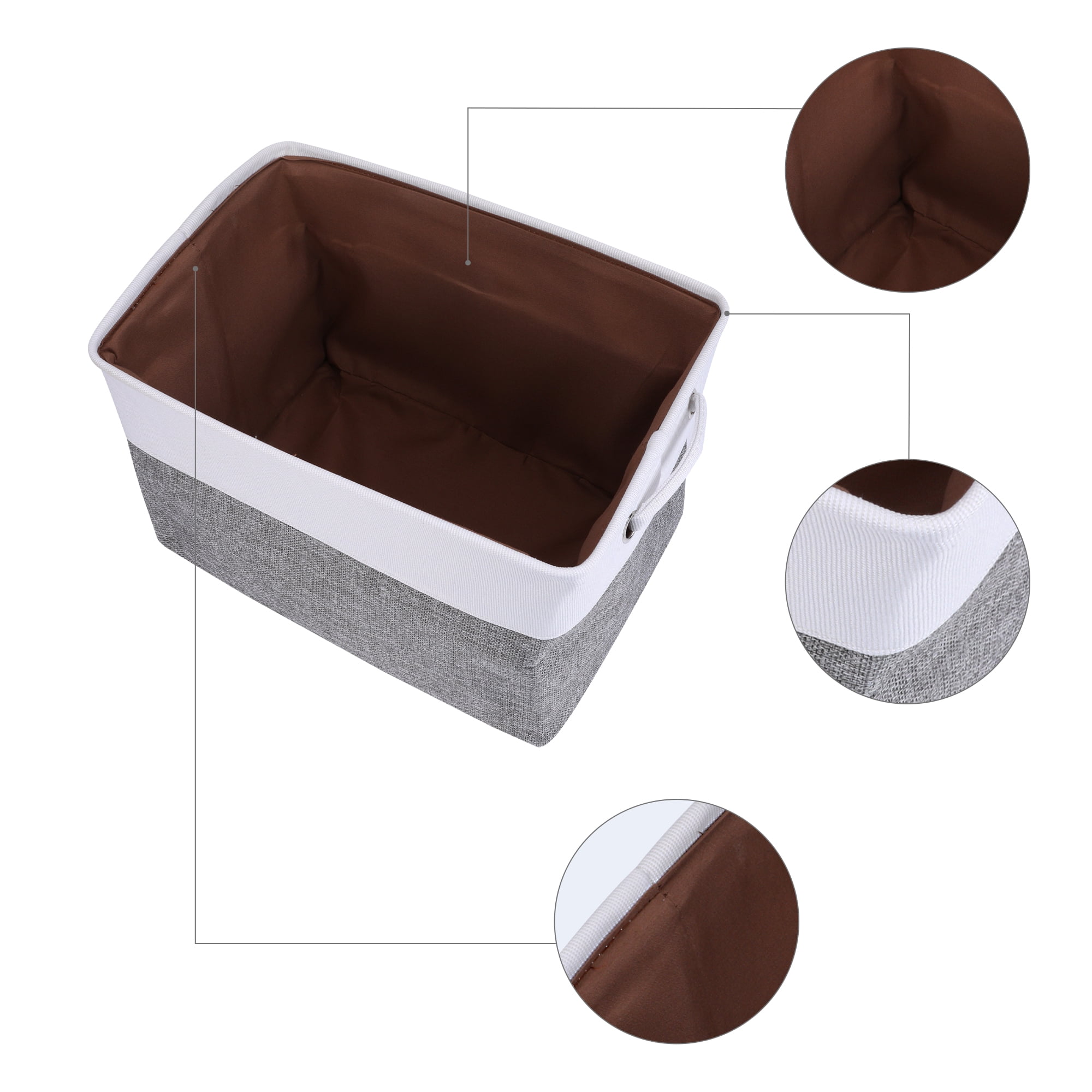 Unique Bargains Storage Cube Fabric Storage Bin with Handles White 15*10.2*9.8in