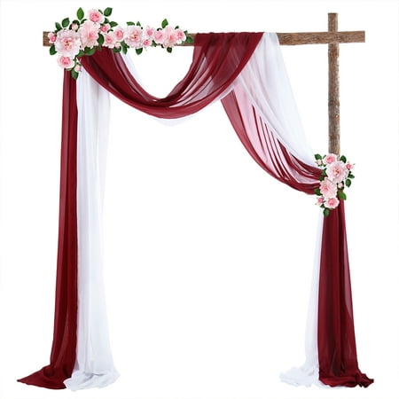 Image of GloryStar 1pc/2pcs 70*550cm Elastic Chiffon Arch Drapery For Wedding Decoration Stage Background Cloth Gauze Curtain