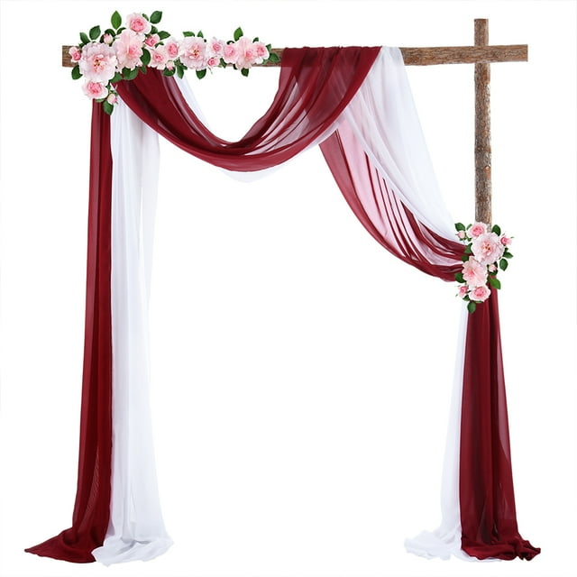 1pc/2pcs 70*550cm Elastic Chiffon Arch Drapery For Wedding Decoration Stage Background Cloth Gauze Curtain