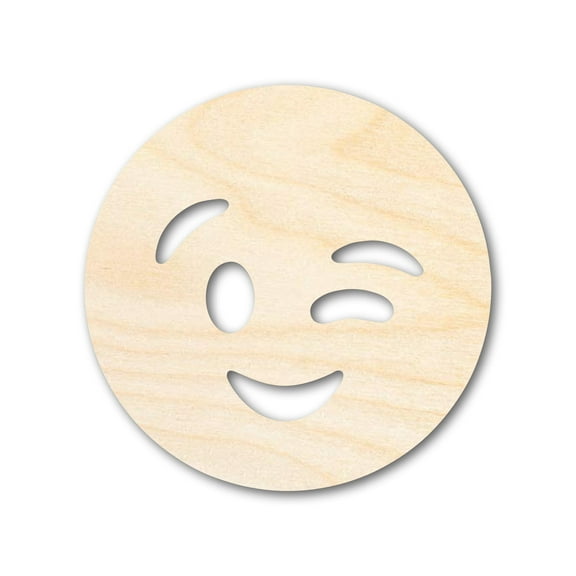 Unfinished Wood Winking Face Shape 5" / 1/2"