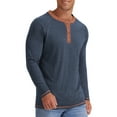 thumbnail image 4 of GENTS BLISS Crew Neck Henley Men Shirts Long Sleeve Shirts for Men Casual Color Block Tops, 4 of 6