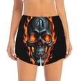 thumbnail image 2 of Balery Flame Metal Skull Pattern Women's Running Shorts with Liner 2 Pockets Elastic Workout Athletic Gym Yoga Shorts-Large, 2 of 7