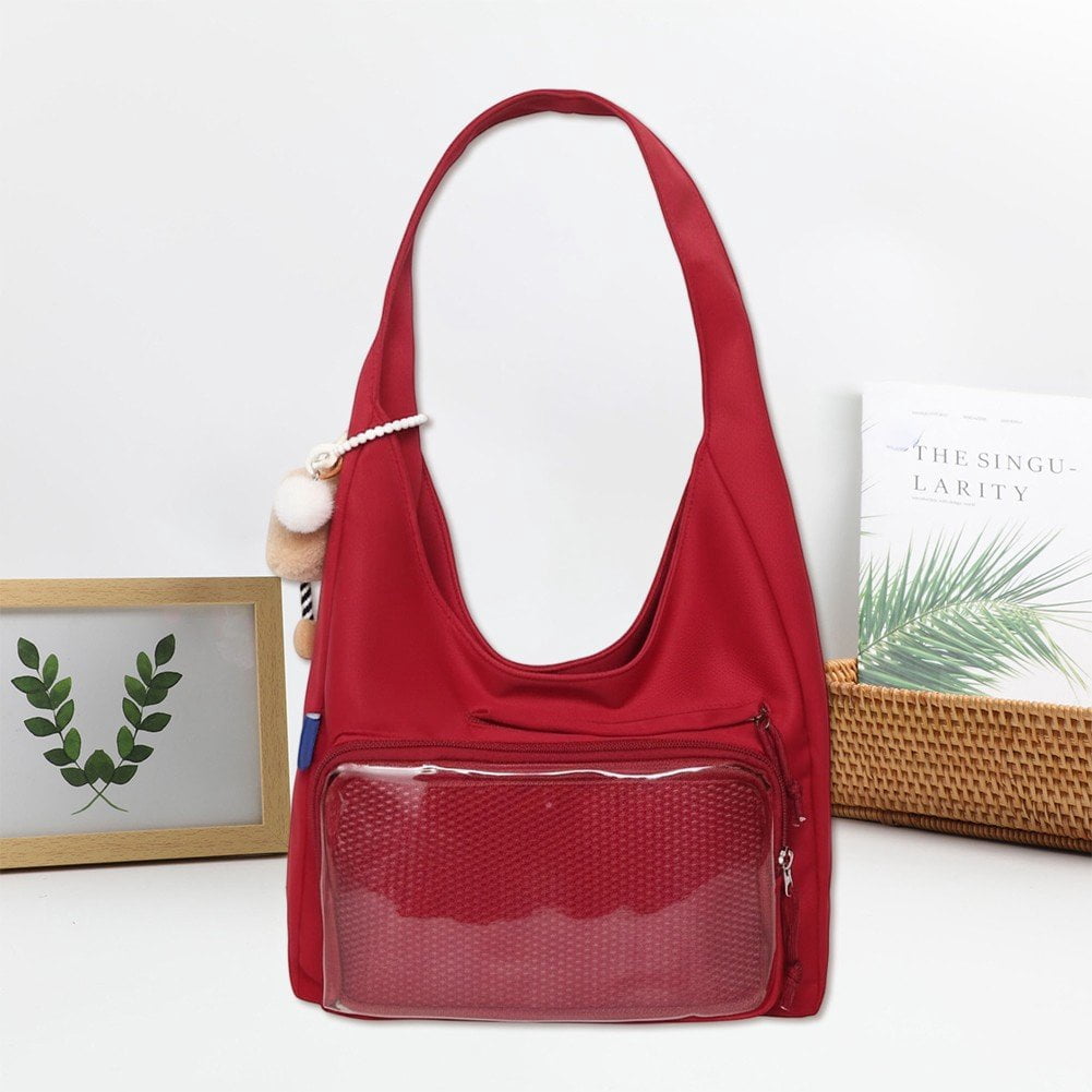 Jiibva Kawaii Ita Bag Shoulder Bag for Women Large Capacity Tote Bag Clear Window Anime Pin Display Messenger Bag Handbags Purse