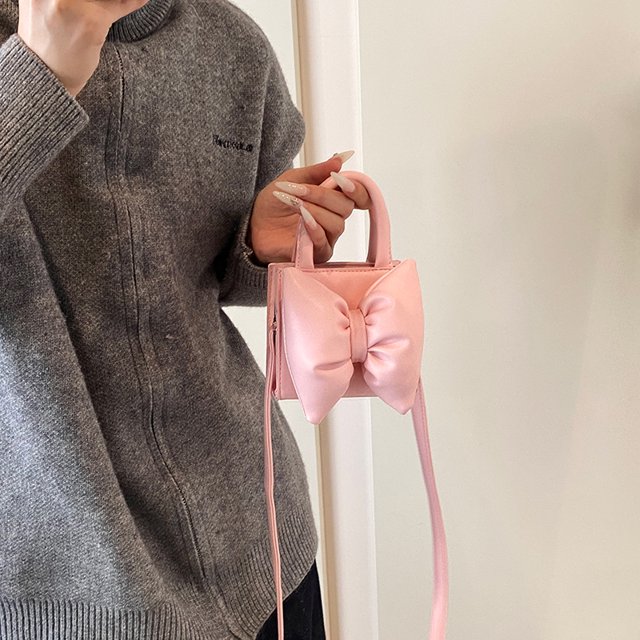 Crossbody Bolso Elegante Pequeño Embrague Con Cuerpo Cruzado Mini Lindo Bowknot Pu Cuero para Mujeres Y Niñas