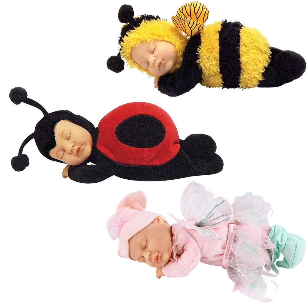 (Set) Ann Geddes Plush Sleeping Baby Dolls - Baby Bee, Ladybug & Pink Fairy - Walmart.com