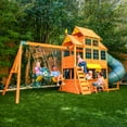 thumbnail image 3 of KidKraft Falcon Ridge Wooden Swing Set / Playset with Kitchen, Slides and Glider, 3 of 17