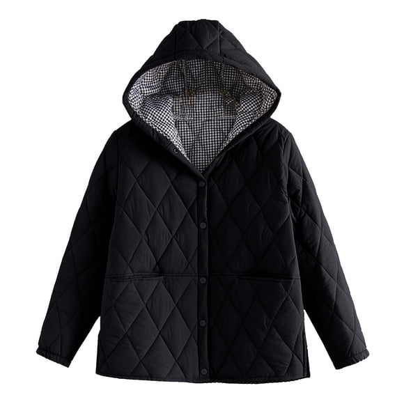 EGNMCR Long Sleeve Parkas Women Warm Pocket Coat Turn Down Collar Long Jacket Winter Down Parkas Women Coat