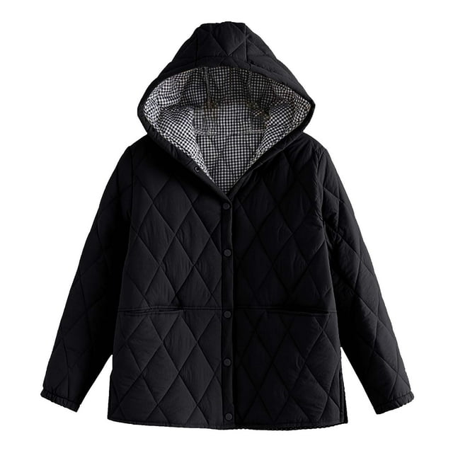 EGNMCR Parka à Manches Longues pour Femmes, Manteau Chaud avec Poches, Col Rabattu, Longue Veste d'Hiver