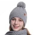thumbnail image 6 of SYMOID Warm Winter Beanie for Women, Cable Knit Cuffed Hat with Faux Faux Fur Pom Pom Hats,Size Free Size, 6 of 6