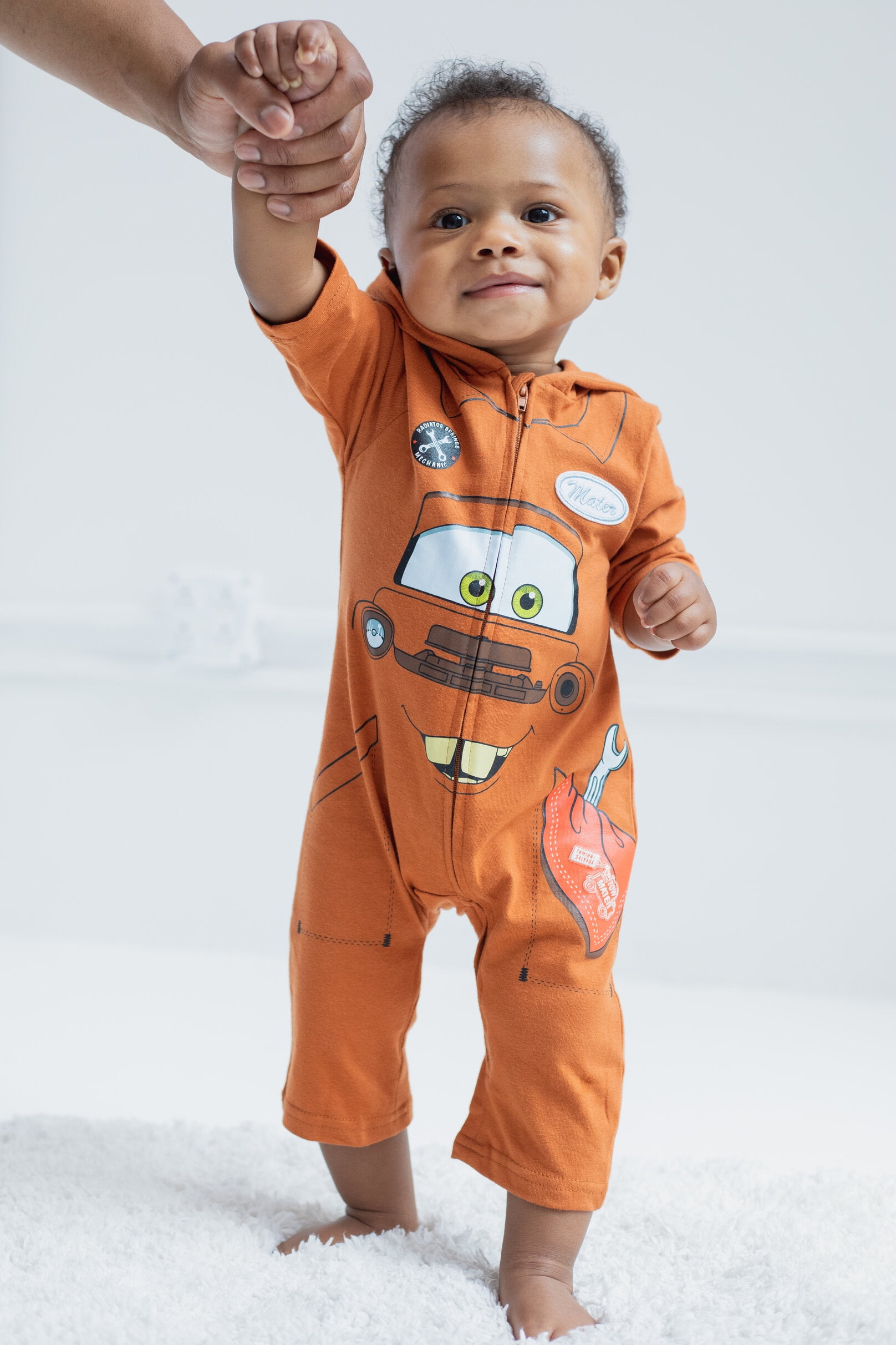 Disney Pixar Cars Tow Mater Infant Baby Boys Zip Up Coverall Newborn to Little Kid