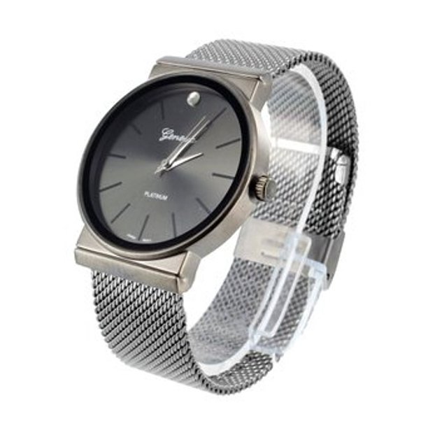 Master Of Bling Mens Geneva Watch With Mesh Band Platinum Luxury