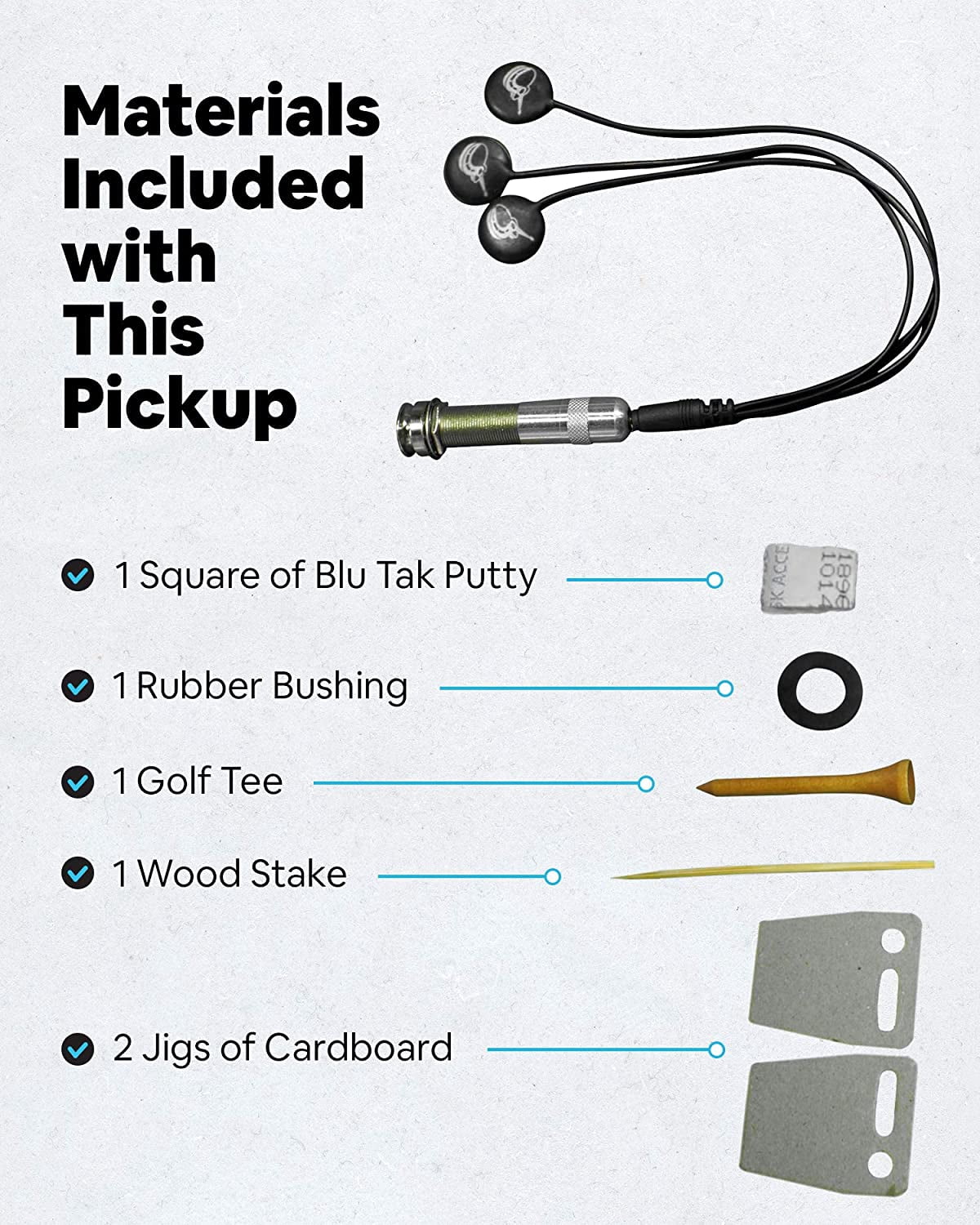Journey Instruments Passive Piezo Acoustic Pickup - EP001K Three Balanced German-made Passive Pickup Elements - Piezo Pickup for Acoustic Guitars (Ceramic)