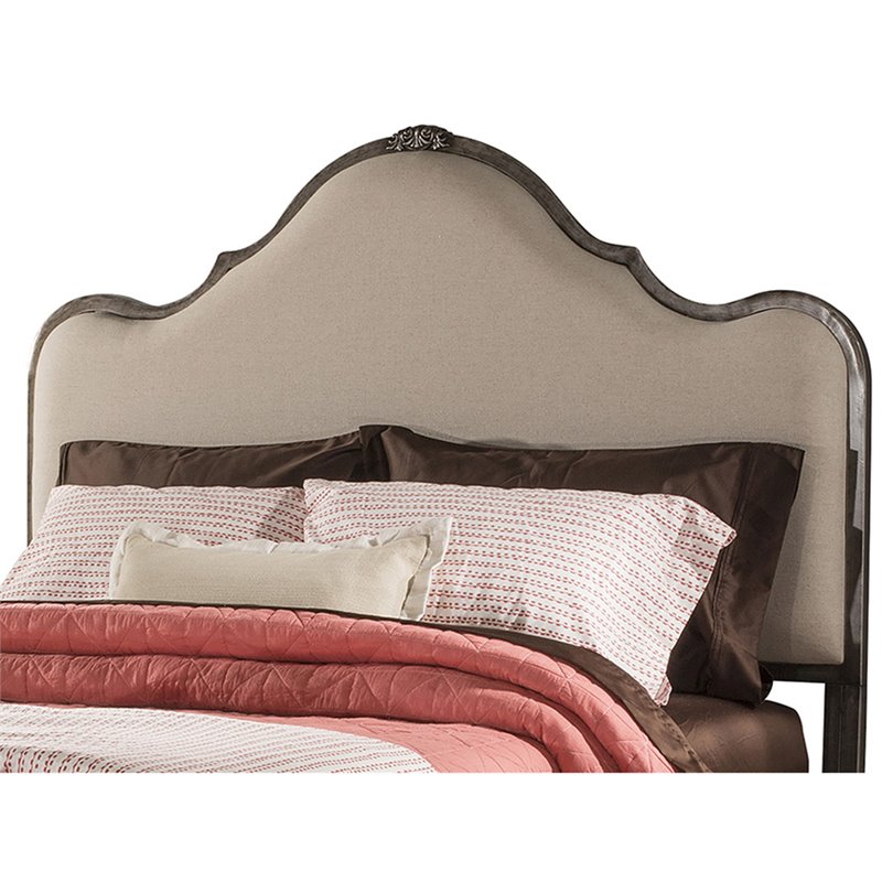 Hillsdale Furniture Delray Sculpted Metal Upholstered Queen Headboard with Bed Frame