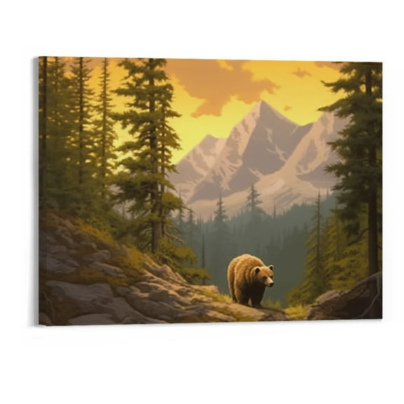 Shiartex Fall Decor The Forest Rocky Mountains Canvas Wall Art Picture 20x16in for Living Room Bedroom for Home Office Decor 20x16in