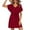 Wine, variant on Womens Summer Dress Womens Casual Loose Fitting Summer Color Dress Beach Sun Skirt V-Neck Short Sleeved Dress Casual Summer Dress for Women