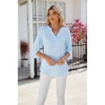 thumbnail image 2 of Anbech Women's 3/4 Sleeve Chiffon Blouse Shirt 2024 Trendy V-Neck Flowy Elegant Business Casual Tshirt, 2 of 8