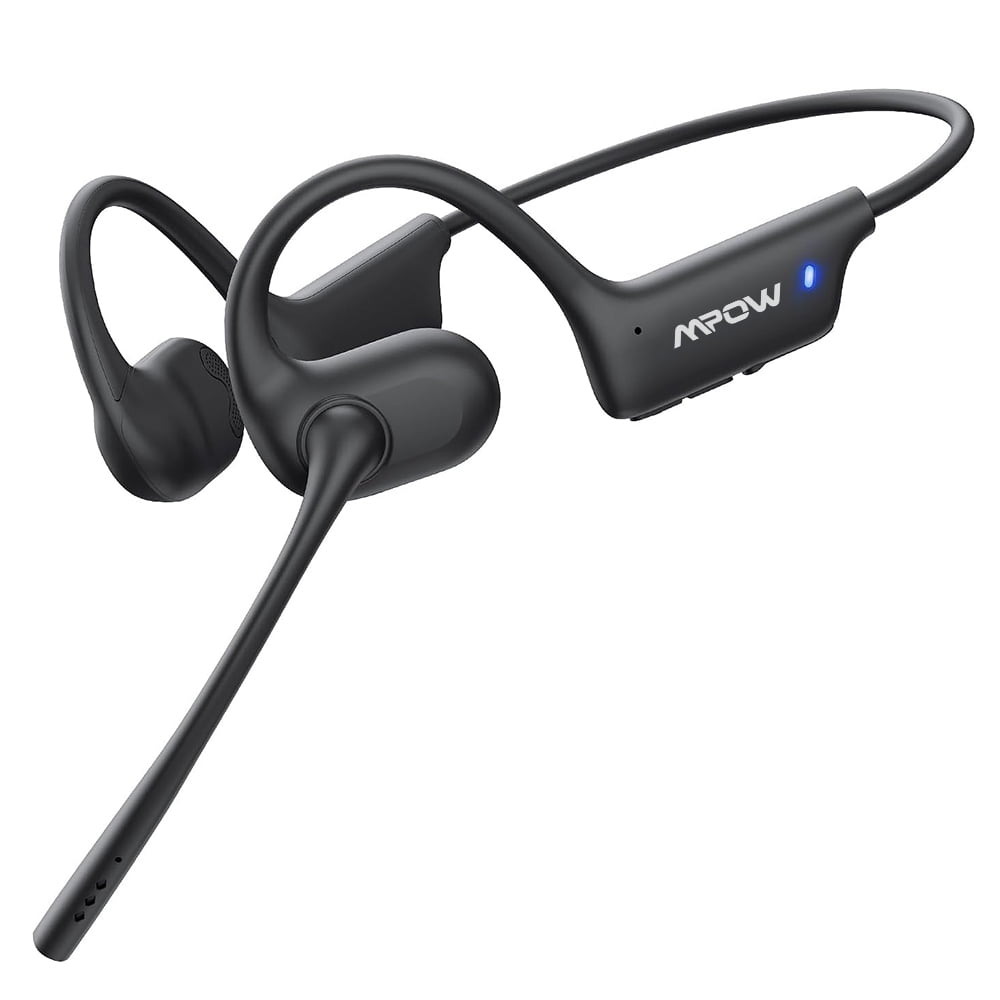 MPOW Wireless Open Ear Headphones with Mic, Bluetooth 5.4 Air Conduction Headset, Dual Noise Canceling Mic & Mute Button, 23g Lightweight 12H Playtime, for Calls, Meetings, Driving, Work