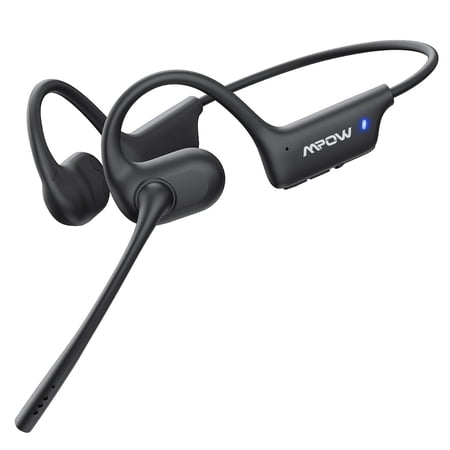 MPOW Wireless Open Ear Headphones with Mic, Bluetooth 5.4 Air Conduction Headset, Dual Noise Canceling Mic & Mute Button, 23g Lightweight 12H Playtime, for Calls, Meetings, Driving, Work