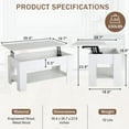 thumbnail image 4 of CL.HPAHKL Coffee Table with Lifting Top, Lift Top Coffee Table with Storage Shelf, Hidden Compartment and Metal Frame,Center Coffee Table for Living Room Reception Room Office, White, 4 of 7