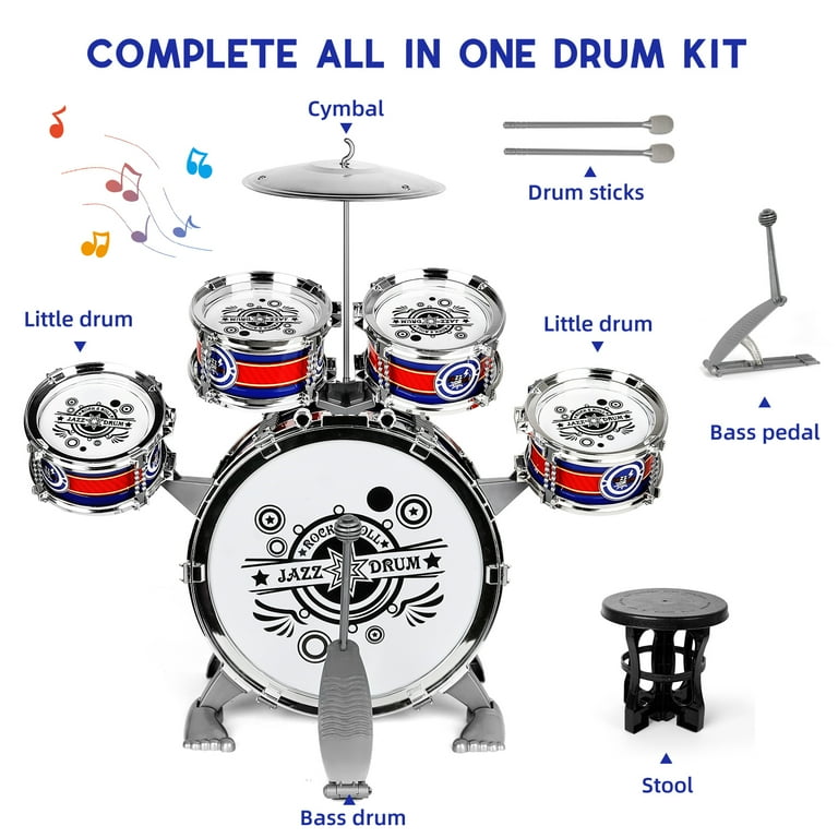 Drum Set Musical Instruments For One Year Old Kid Connection My First Metal  Drum Set Blue Musical Instrument