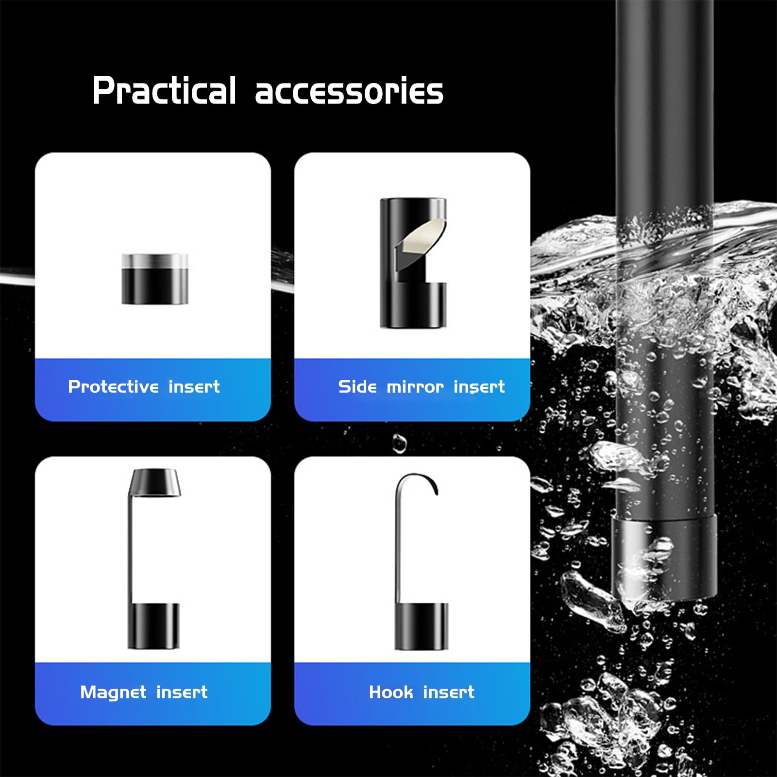 COFEST Dual Lens Wireless Endoscope， 1080P Scope Camera with 6 LED Lights， 0.31In Lens Video HD Inspection Camera， for android & IOS Smart Phone Black